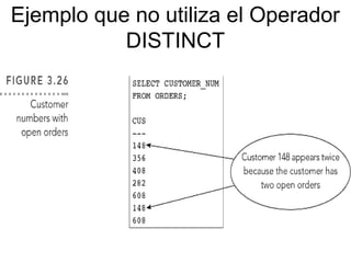 Ejemplo que no utiliza el Operador
DISTINCT
 