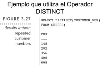 Ejemplo que utiliza el Operador
DISTINCT
 