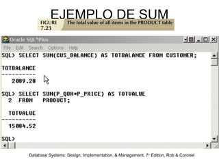Database Systems: Design, Implementation, & Management, 7th
Edition, Rob & Coronel
EJEMPLO DE SUM
 