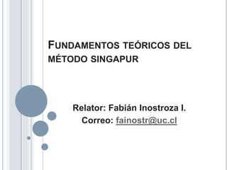 FUNDAMENTOS TEÓRICOS DEL
MÉTODO SINGAPUR

Relator: Fabián Inostroza I.
Correo: fainostr@uc.cl

 