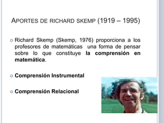 APORTES DE RICHARD SKEMP (1919 – 1995)


Richard Skemp (Skemp, 1976) proporciona a los
profesores de matemáticas una form...