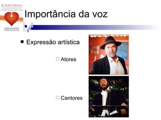 Importância da voz Expressão artística Atores Cantores 