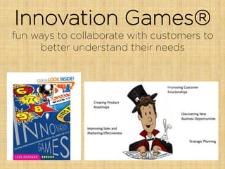Innovation Games®
fun ways to collaborate with customers to
better understand their needs
 