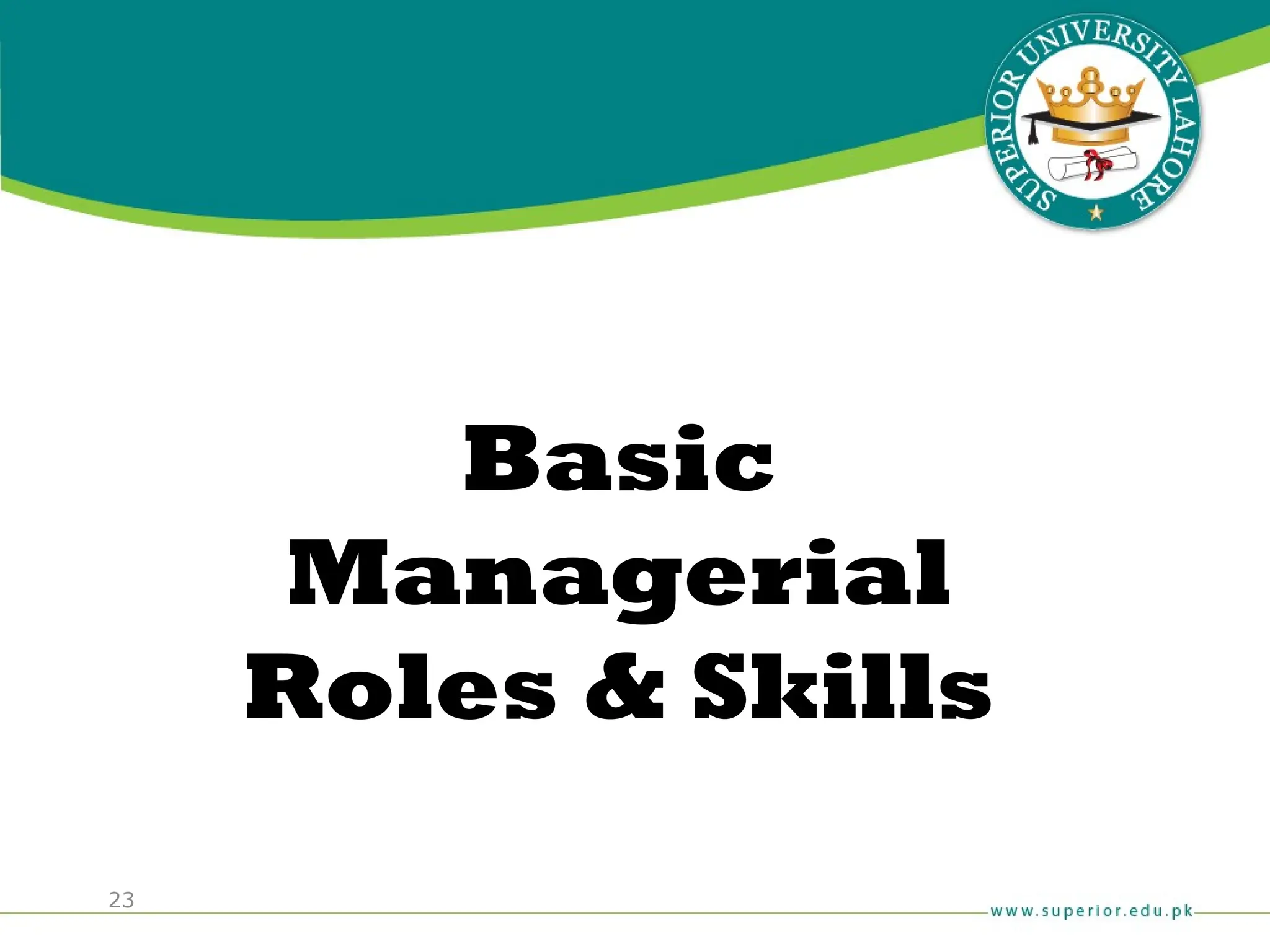 23
Basic
Managerial
Roles & Skills
 