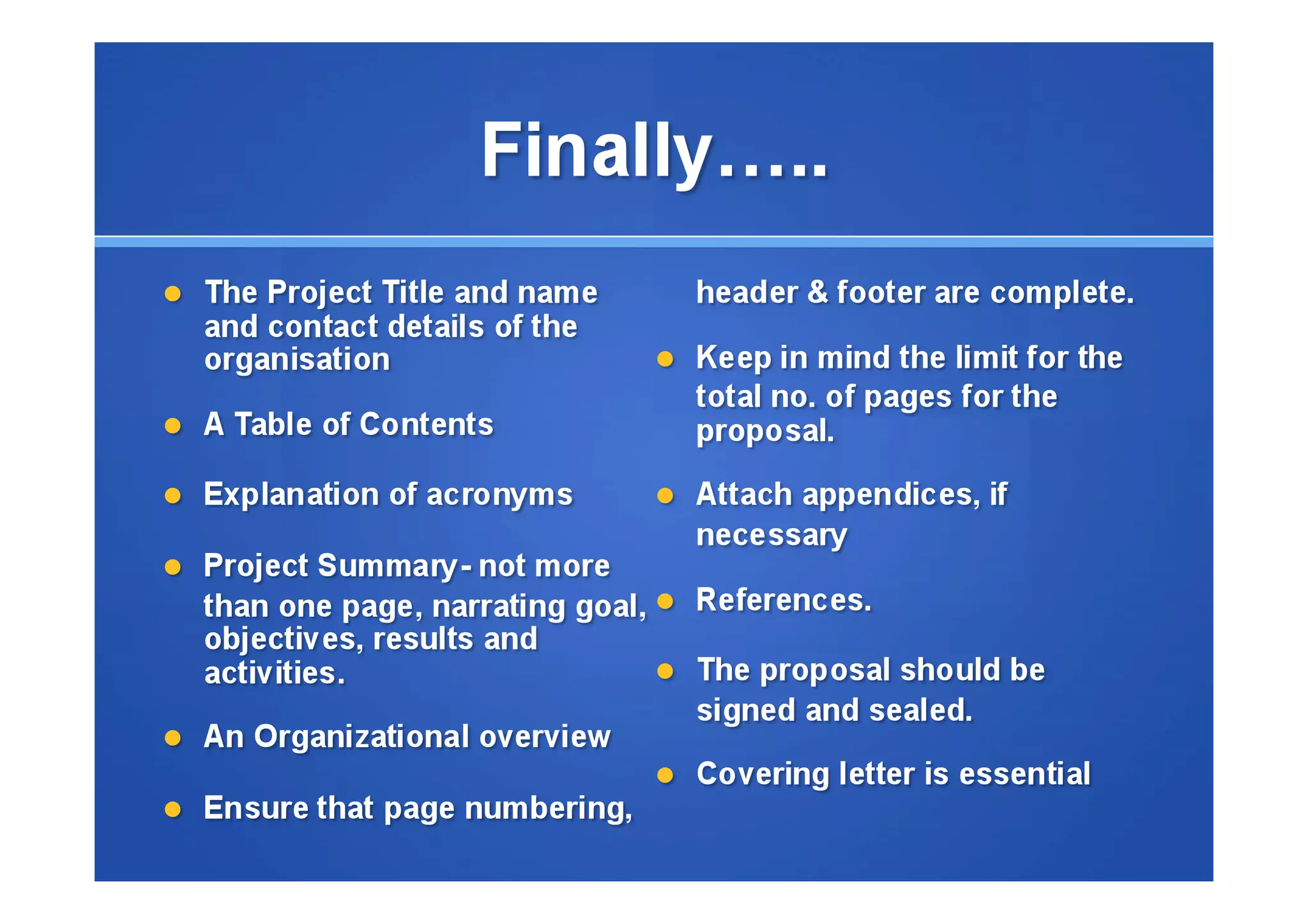 Tips on writing a Funding proposal