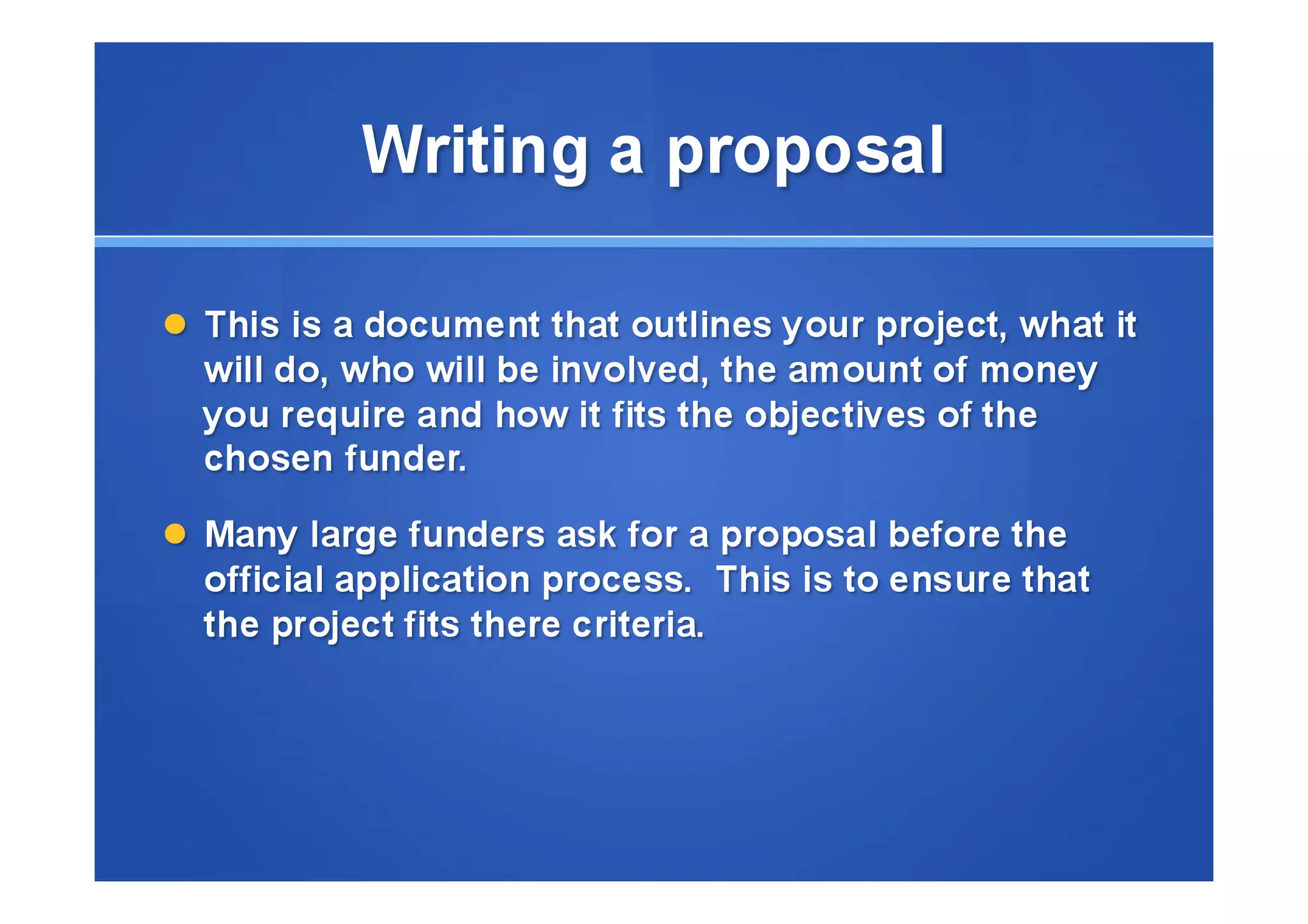 Tips on writing a Funding proposal