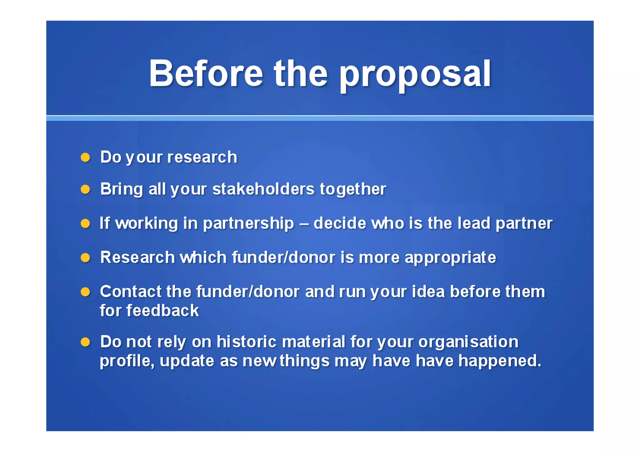 Tips on writing a Funding proposal