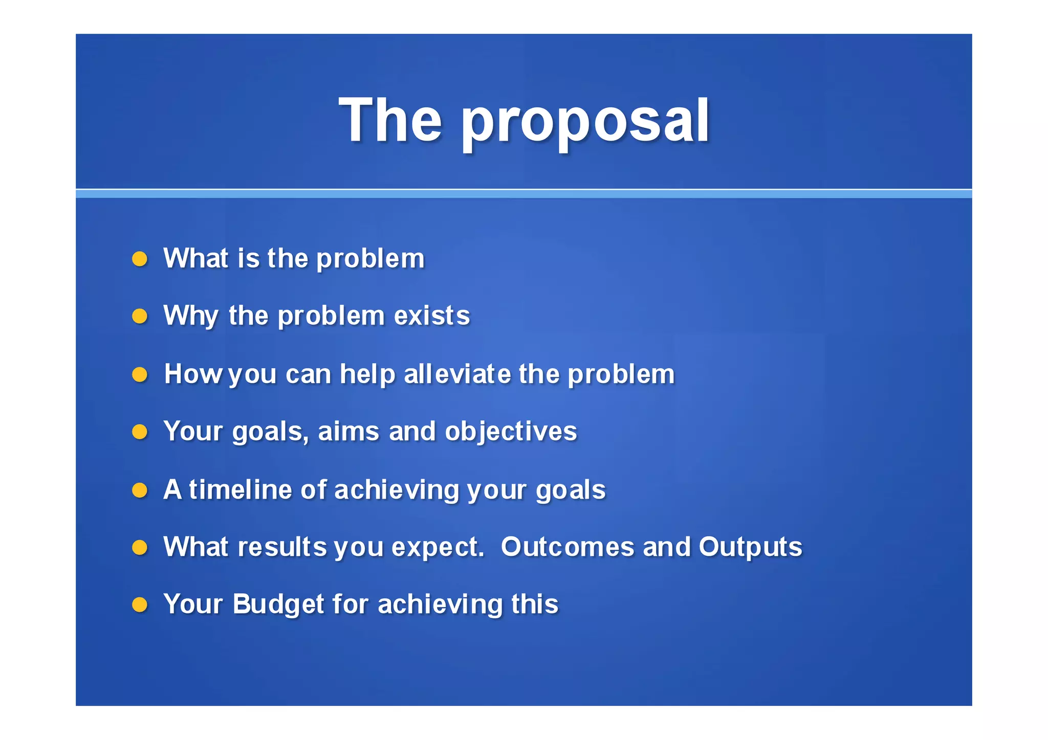 Tips on writing a Funding proposal