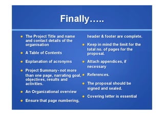 Tips on writing a Funding proposal