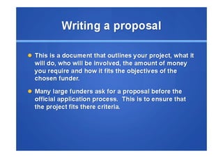 Tips on writing a Funding proposal