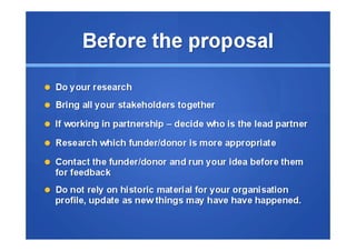 Tips on writing a Funding proposal