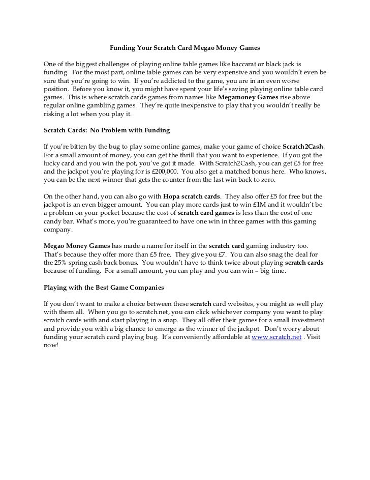 Scratch Games Online Real Money