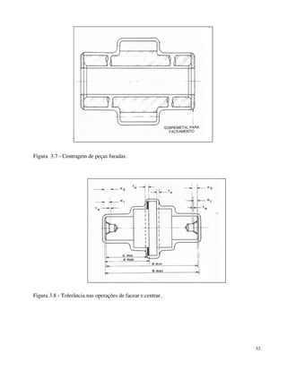 53 
Figura 3.7 - Centragem de peças furadas. 
Figura 3.8 - Tolerância nas operações de facear e centrar. 
 
