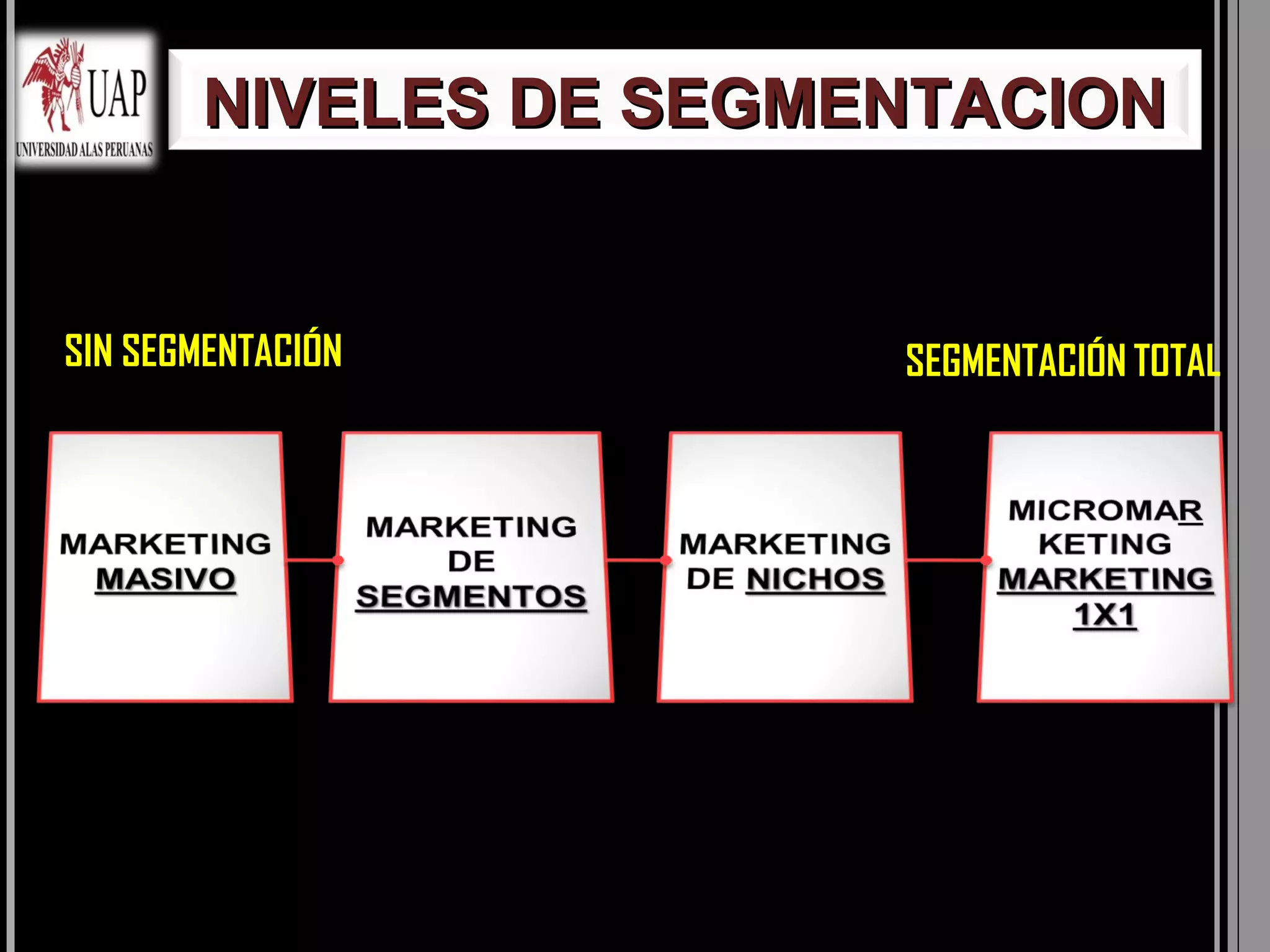 NIVELES DE SEGMENTACION


SIN SEGMENTACIÓN       SEGMENTACIÓN TOTAL
 