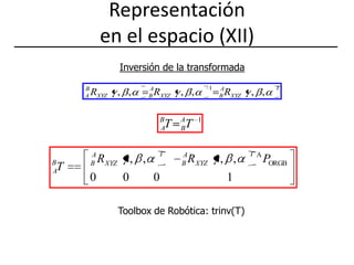 Representación en el espacio (XII)Inversión de la transformadaToolbox de Robótica: trinv(T)