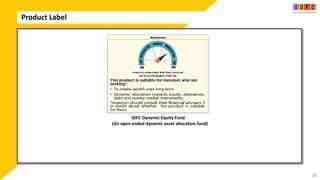 Product Label
30
IDFC Dynamic Equity Fund
(An open ended dynamic asset allocation fund)
 