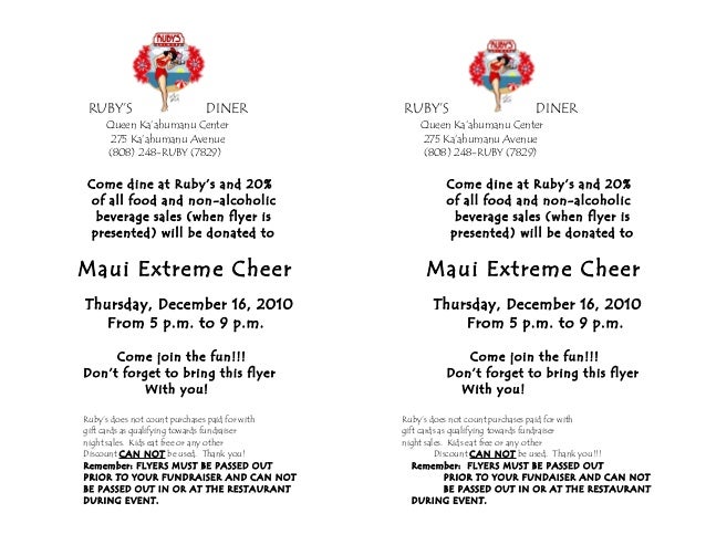 maui extreme cheer fundraiser flyer