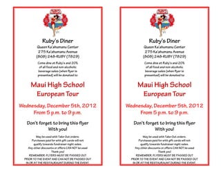 Maui High School Europe Tour Fundraiser Flyer