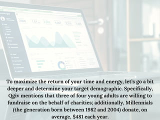 To maximize the return of your time and energy, let’s go a bit
deeper and determine your target demographic. Specifically,...