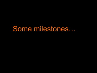 Some milestones… 