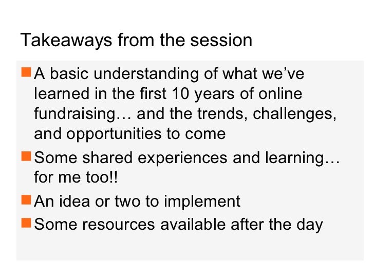 Takeaways from the session A