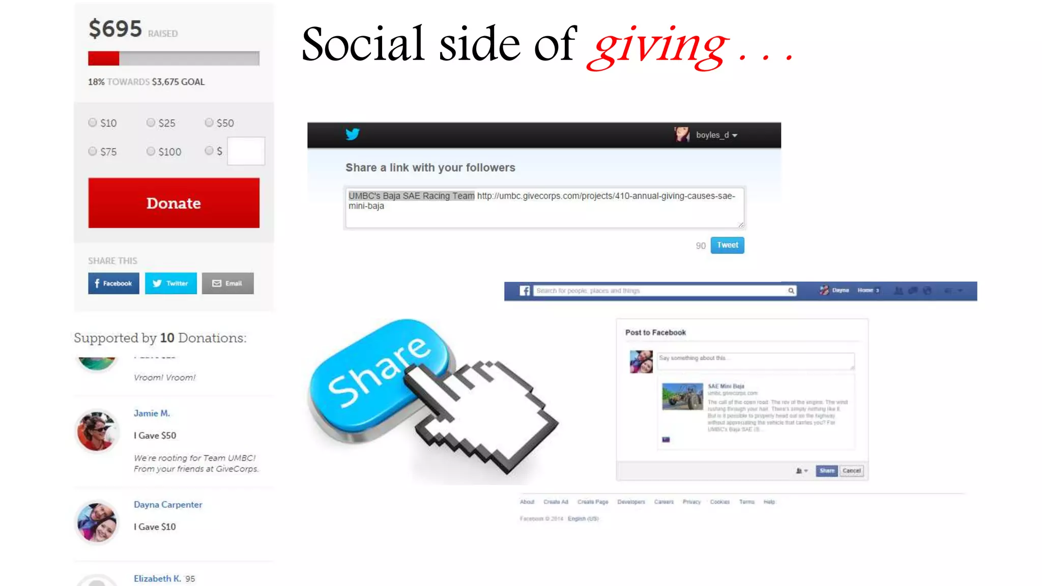 Social side of giving . . . 
 