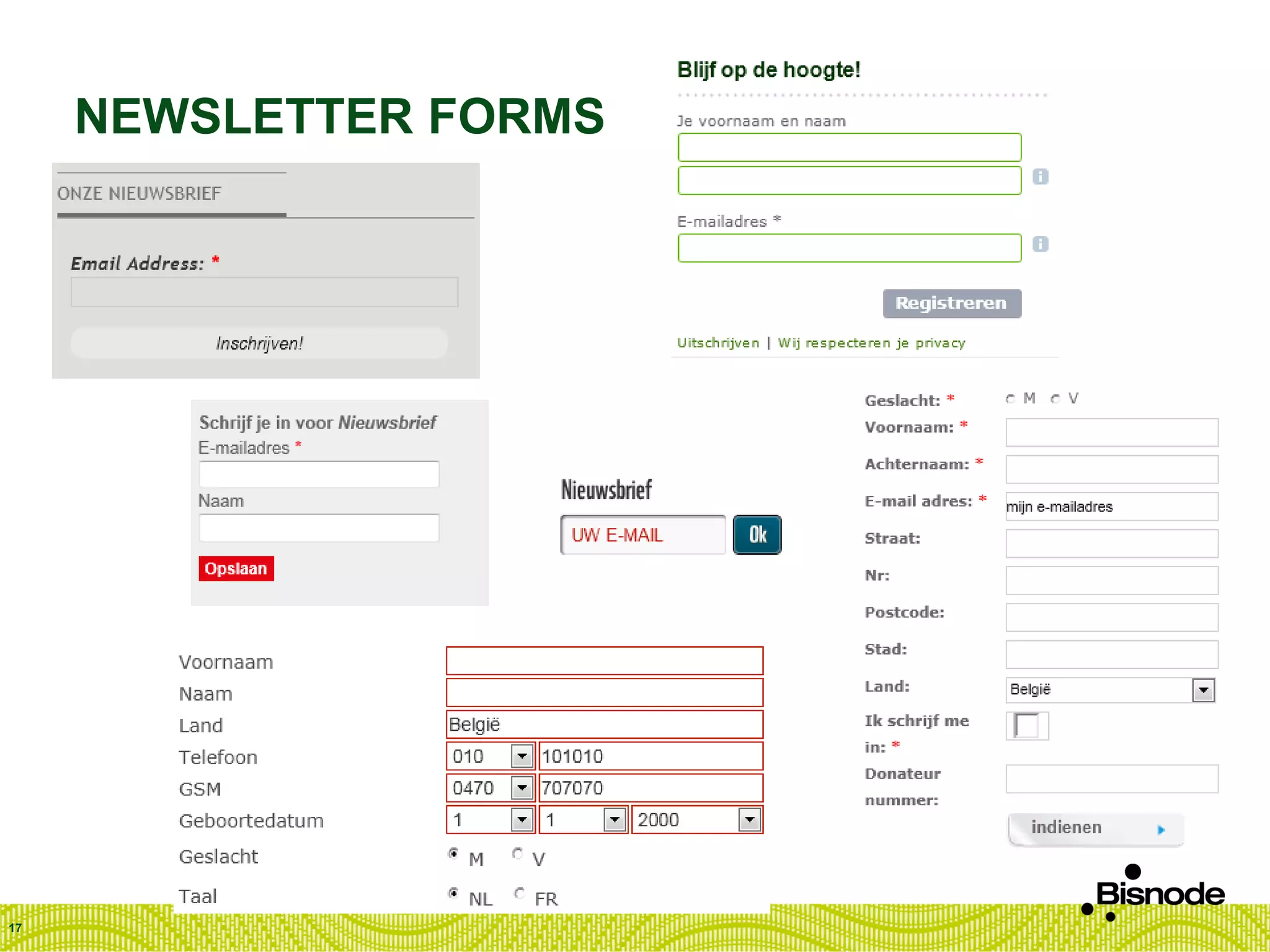 NEWSLETTER FORMS
17
 