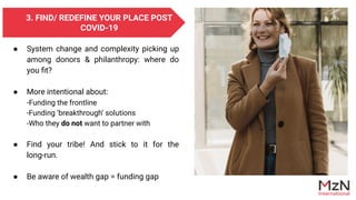 3. FIND/ REDEFINE YOUR PLACE POST
COVID-19
● System change and complexity picking up
among donors & philanthropy: where do...