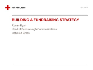 BUILDING A FUNDRAISING STRATEGY
Ronan Ryan
Head of Fundraising& Communications
Irish Red Cross
10/13/2014
 