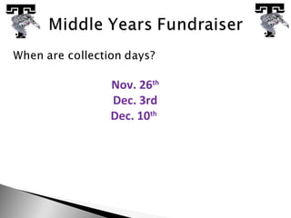 Nov. 26th
Dec. 3rd
Dec. 10th