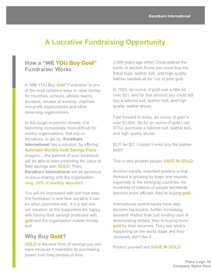 karatbars fundraising proposal