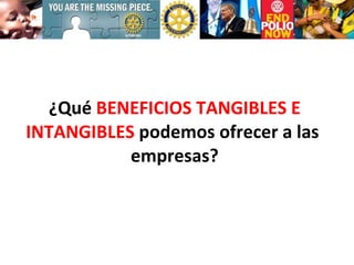 ¿Qué  BENEFICIOS TANGIBLES E INTANGIBLES  podemos ofrecer a las  empresas? 