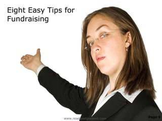Eight Easy Tips for Fundraising Page  www.readysetpresent.com 