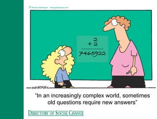 2
                    +2
                 ----------
                7465922




“In an increasingly complex world, sometimes
     old questions require new answers”
 