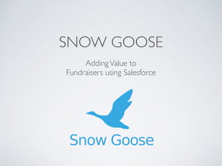 SNOW GOOSE
AddingValue to	

Fundraisers using Salesforce
 