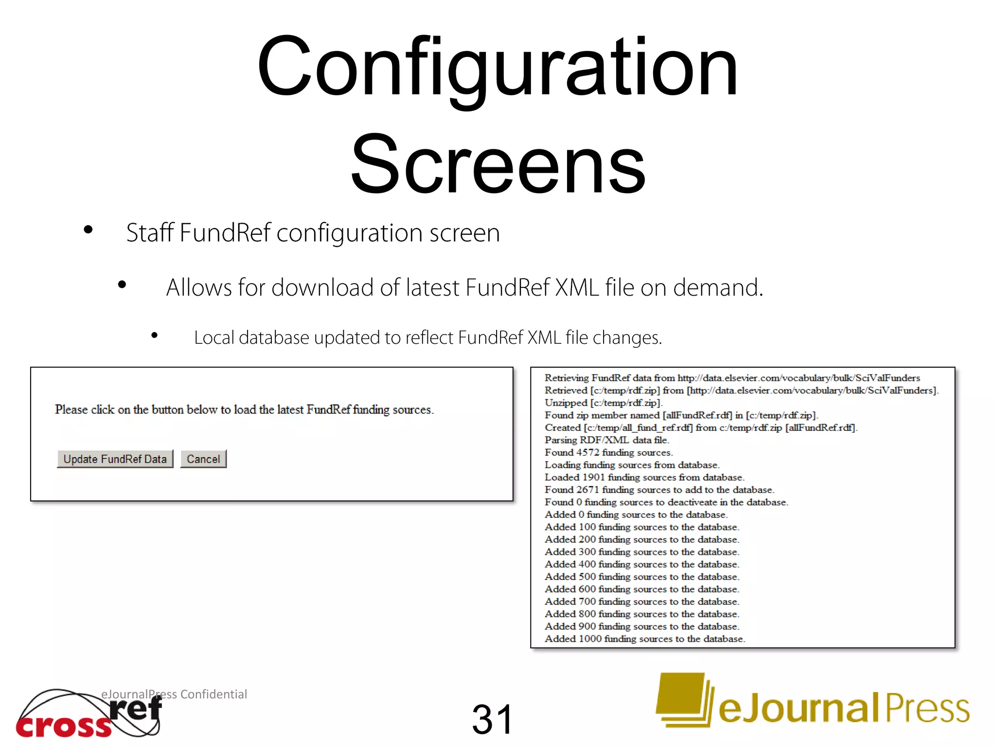 Configuration
Screens
31
eJournalPress Confidential
 