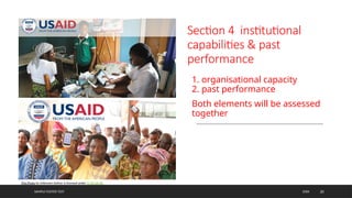 Section 4 institutional
capabilities & past
performance
1. organisational capacity
2. past performance
Both elements will be assessed
together
SAMPLE FOOTER TEXT 20XX 20
This Photo by Unknown Author is licensed under CC BY-SA-NC
 
