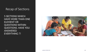 Recap of Sections
5 SECTIONS WHICH
HAVE MORE THAN ONE
ELEMENT OR
QUESTIONS WITHIN
QUESTIONS. HAVE YOU
ANSWERED
EVERYTHING ?!
20XX SAMPLE FOOTER TEXT 28
 