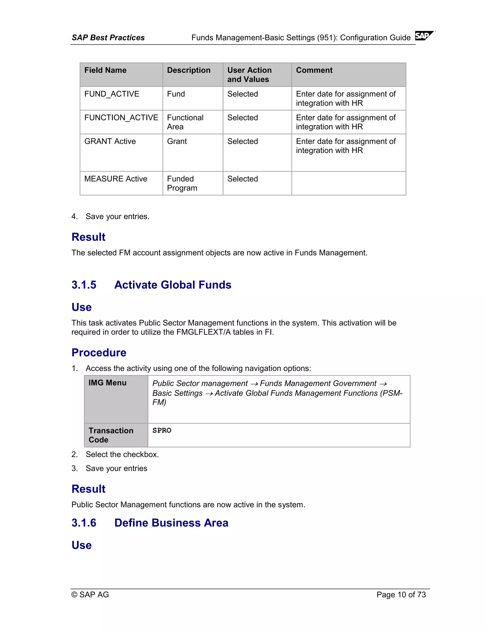 Funds management configuration sap ag | PDF