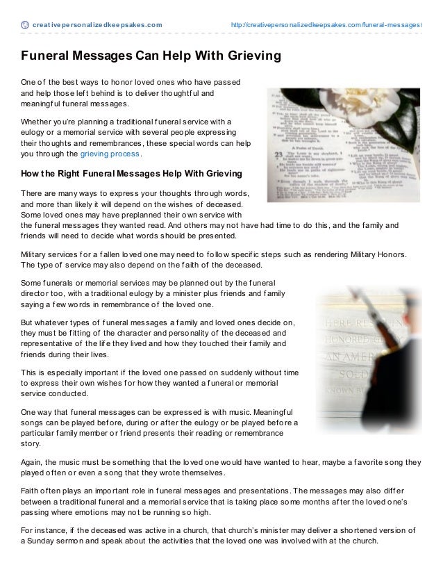 funeral messages can help with grieving