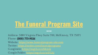 The Funeral Program Site | Funeral Programs | (800) 773-9026