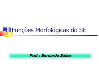 Funções Morfológicas do SE Prof.: Bernardo Salles 