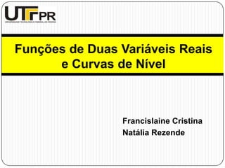 Funções de Duas Variáveis Reais
e Curvas de Nível

Francislaine Cristina
Natália Rezende

 