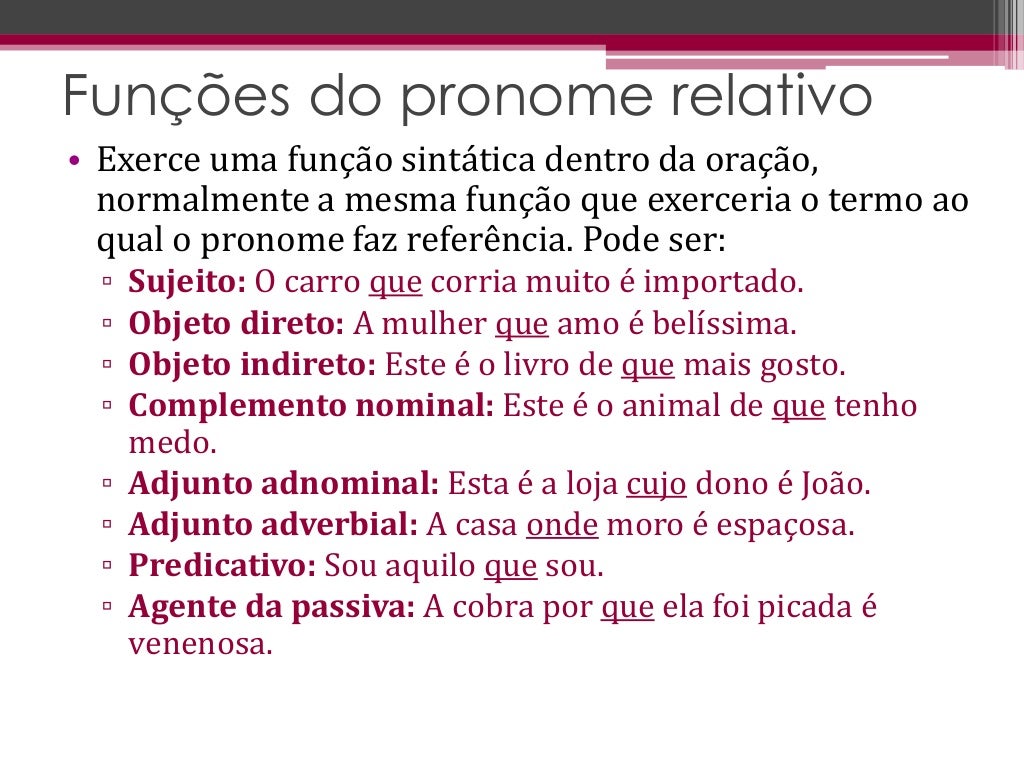 Funções Sintáticas Do Pronome Relativo - FDPLEARN