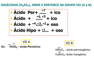 2. QUANTO AO NÚMERO DE HIDROGÊNIOS IONIZÁVEIS (H+) A ionização de um ácido é a reação desse com a molécula de água.