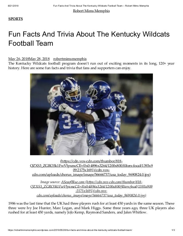 Fun Facts And Trivia About The Kentucky Wildcats Football Team