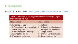 Diagnosis
DIAGNOSTIC CRITERIA : BENT AND KUHN DIAGNOSTIC CRITERIA
 