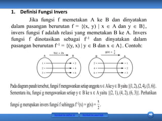 Relasi Invers FUNGSI KOMPOSISI DAN FUNGSI INVERS MATEMATIKA SMA KELAS 11 | PPTX