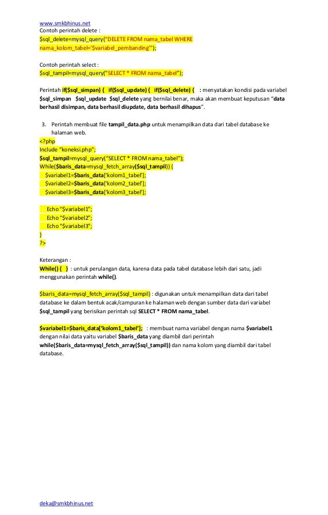 Fungsi fungsi pada php - pemrograman php my sql