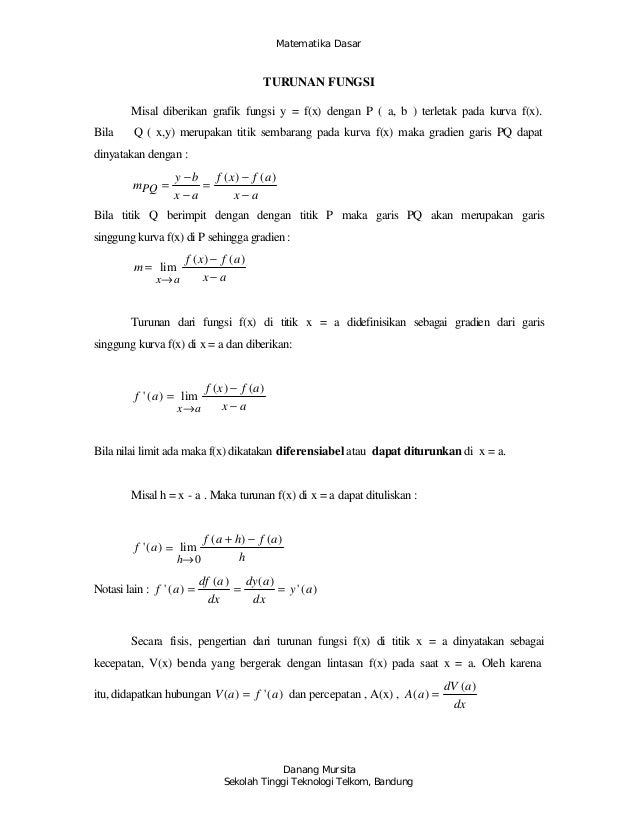 Contoh soal turunan matematika wajib